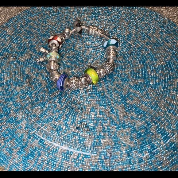 7” Sterling Pandora ﻿Bracelet-17 charms & 1 spacer - Picture 2 of 8